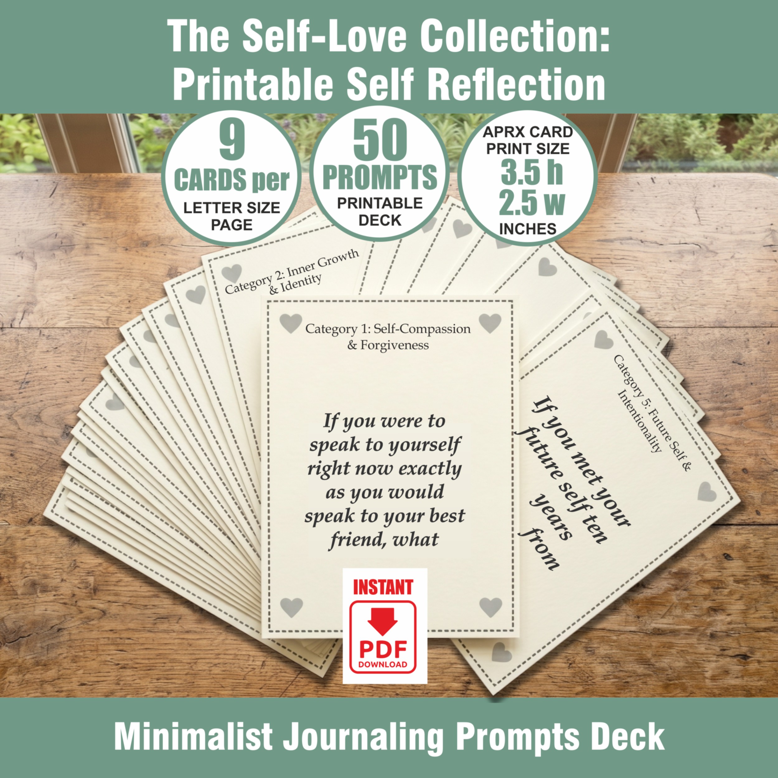 The Self-Love Collection: Printable Self Reflection Deck